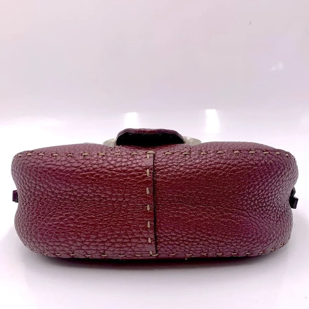 Auth Fendi Plum Selleria Leather Baguette Shoulder Bag Preloved Purse Excellent